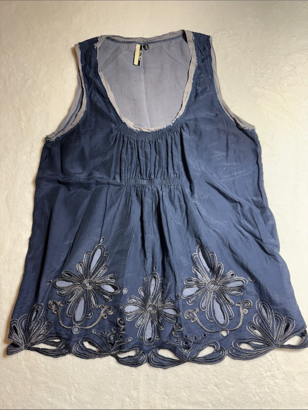 Miss Me Navy Blue Embroidered Sleeveless Camisole